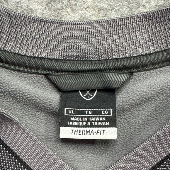Nike Sweatshirt Men XL THERMA-FIT Gray V-Neck Fleece Pullover Insulated - Picture 4 of 10